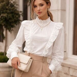 MELISSA NEPTON White Ruffle Blouse
